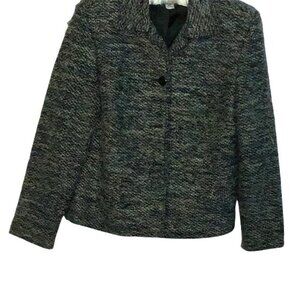 Sag Harbor Petite Womens Tweed Jacket Size 8P Multicolor Textured Style